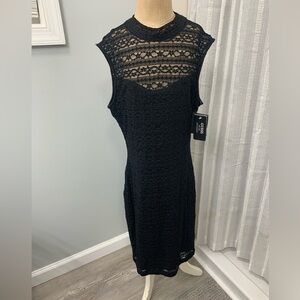 Guess Black Lace Sleeveless Open Back Bodycon Dress Size 2 (with Guess tag)